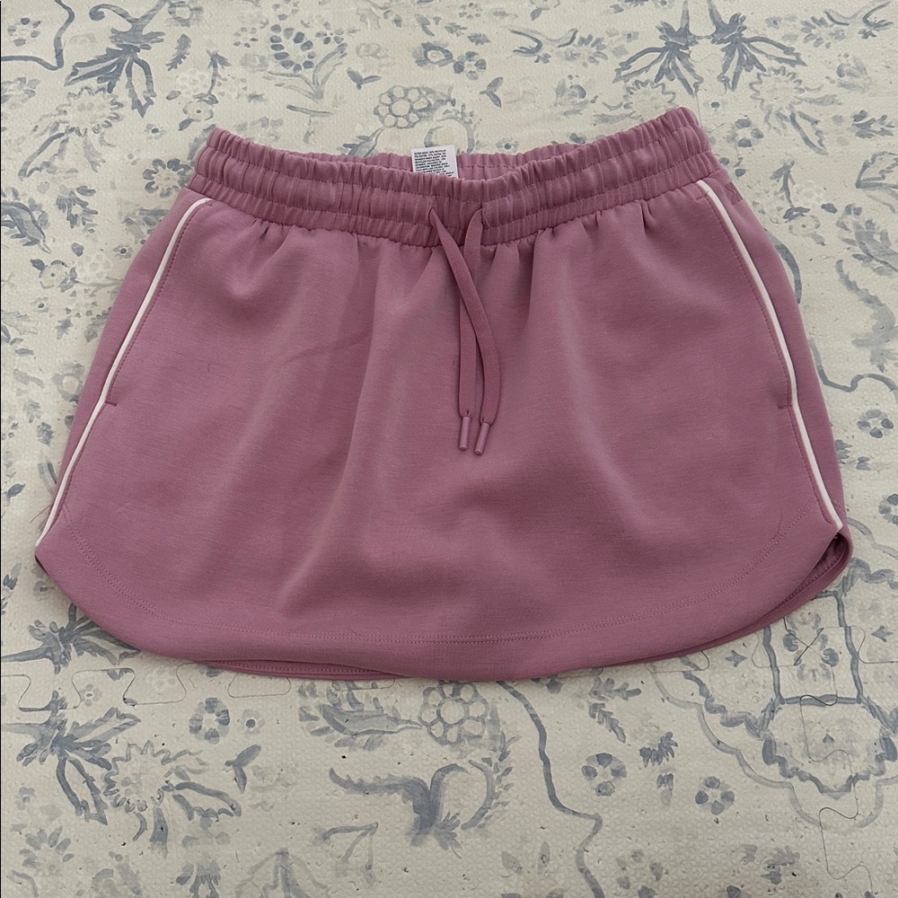 Pink Drawstring Skort with White Trim